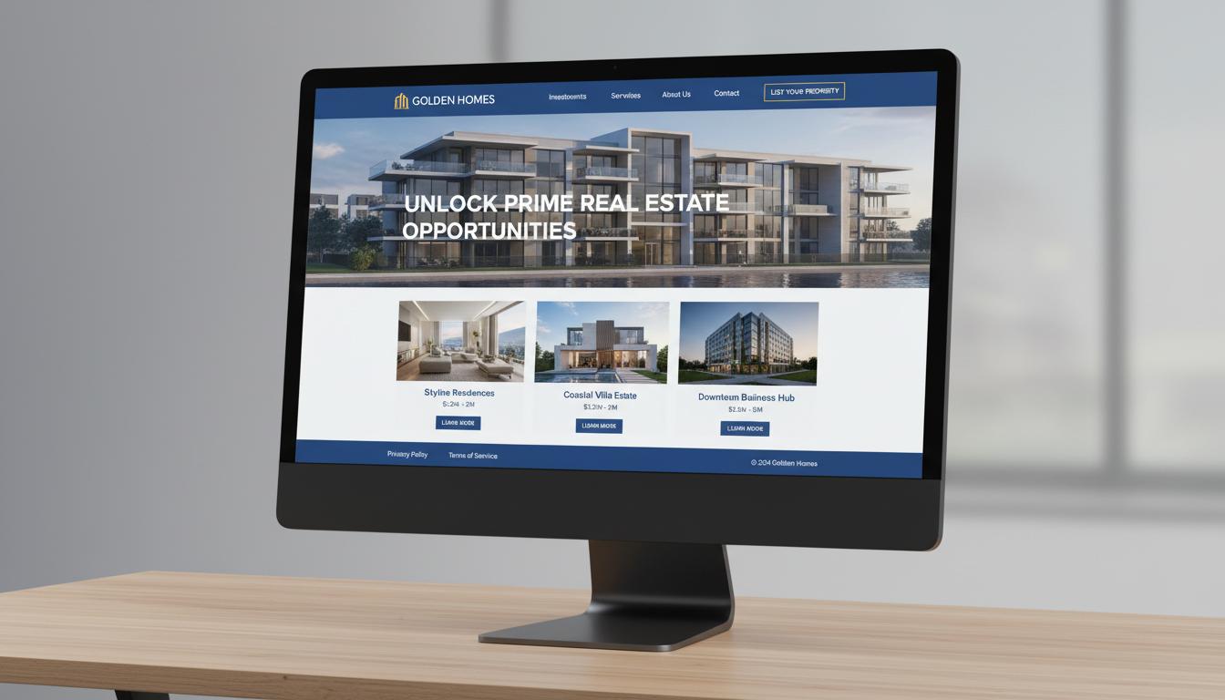 Golden Homes Realty website design case study by MZ Technologies