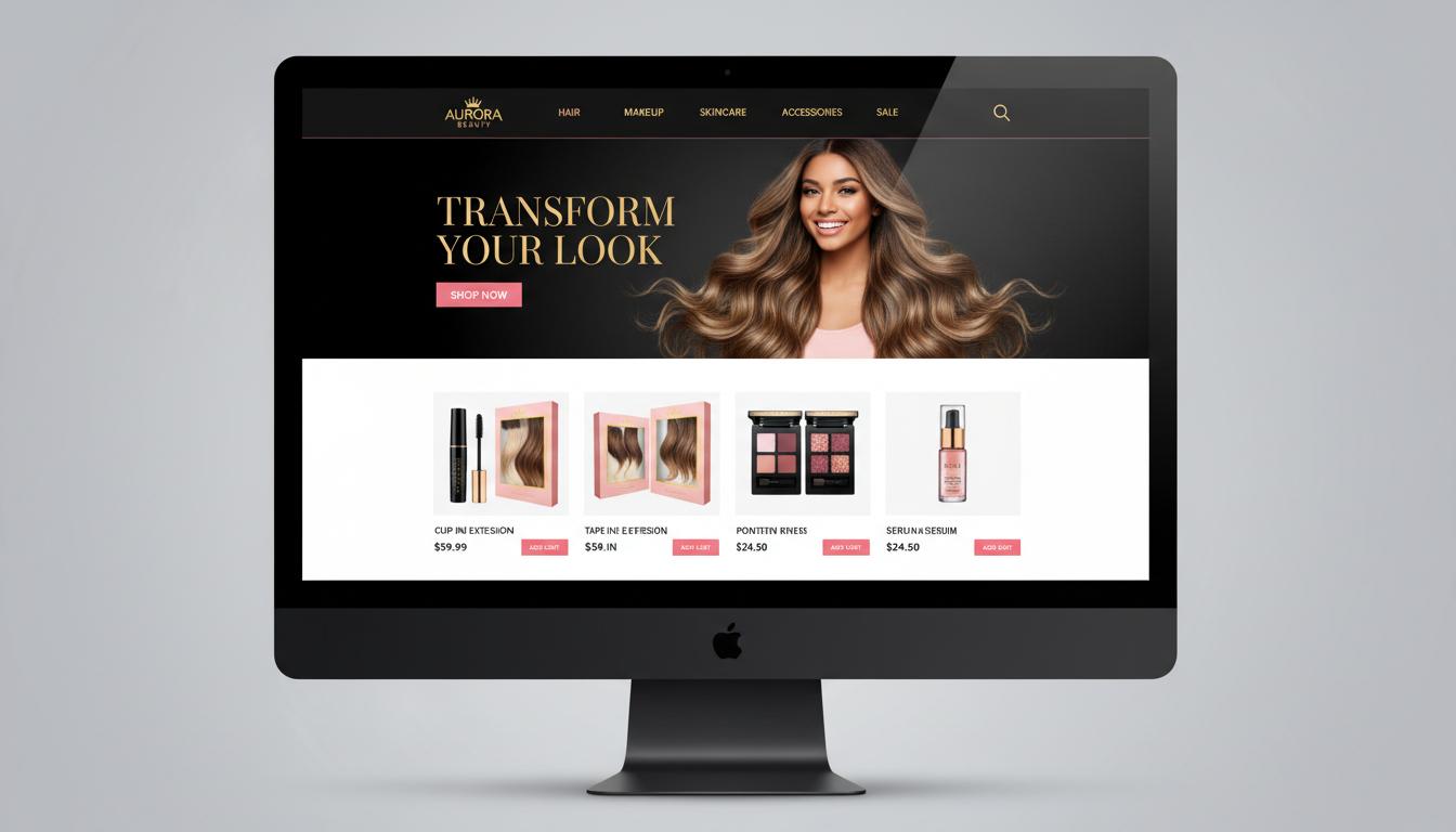 Aurora Beauty Store website design case study by MZ Technologies