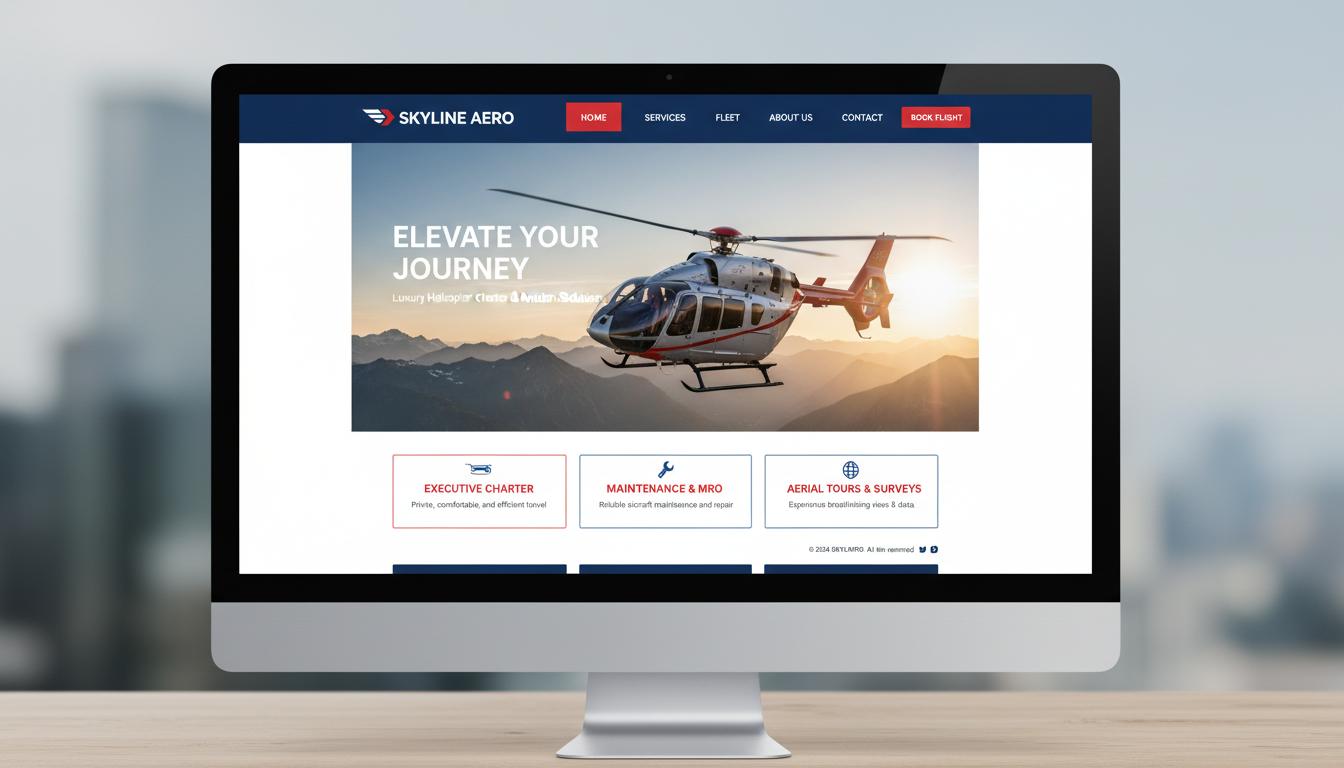 Skyline Aero Charters website design case study by MZ Technologies